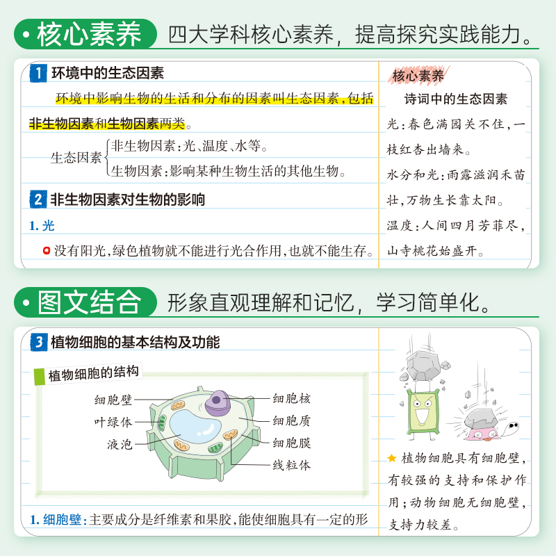 道德与法治 初中通用 [正版]2025版学霸笔记初中生物基础知识讲解知识点清单手写课堂笔记漫画图解pass绿卡图书七八年高清大图