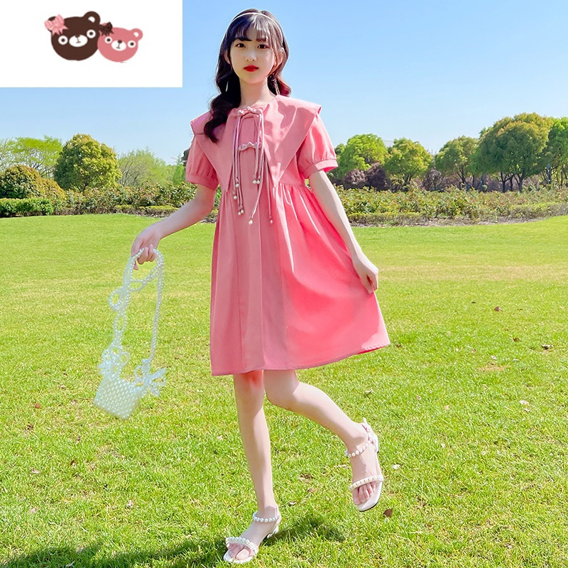 绿彩虹光女童连衣裙夏装8岁小女孩7洋气公主裙夏天6大童夏季儿童雪纺