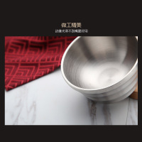 阳光飞歌 304不锈钢碗 韩式餐具双层隔热防烫加厚儿童碗金尊12cm两只装