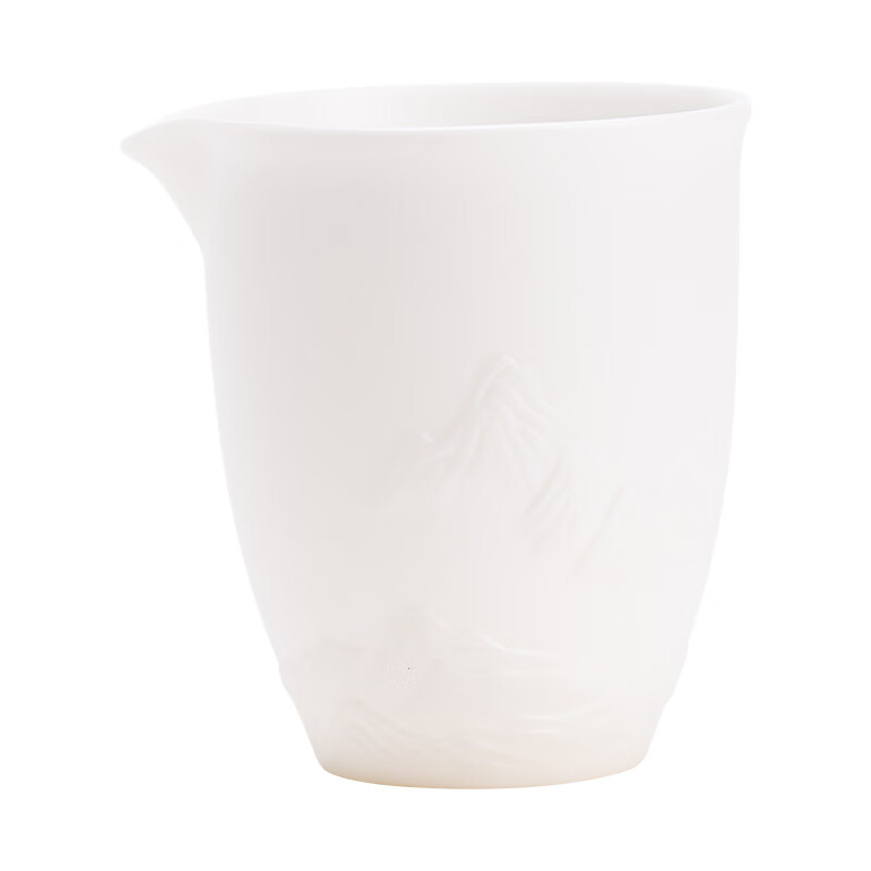 苏氏陶瓷/SUSHI CERAMICS JJ002 冰种玉瓷薄胎公道杯浮雕“江山”白瓷茶具分茶器礼盒装