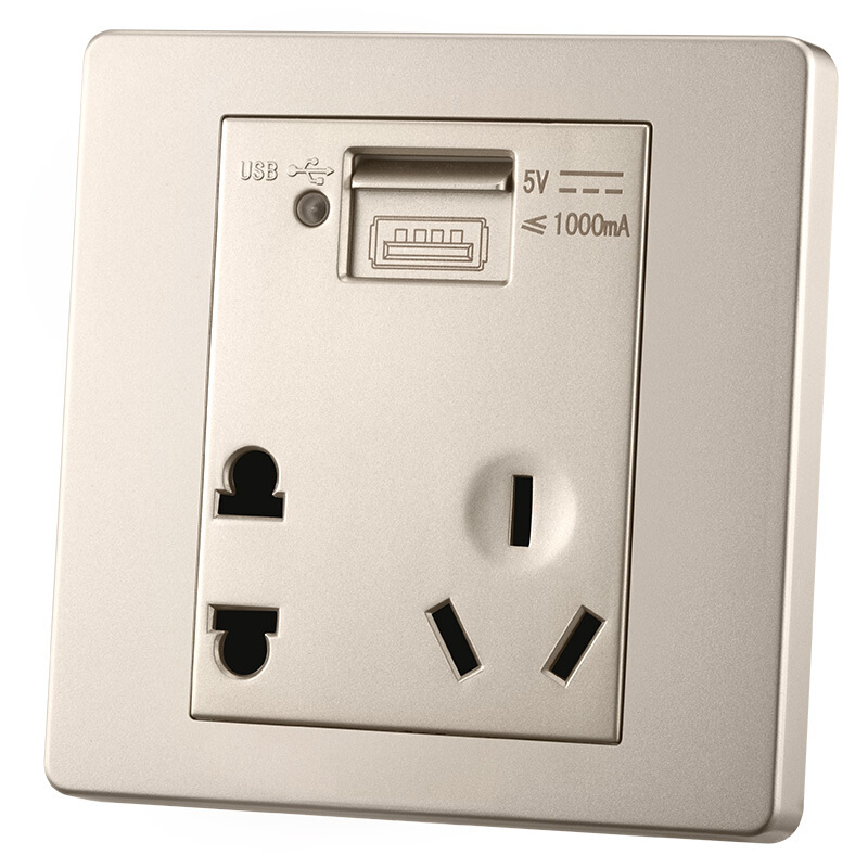 公牛bull开关插座g07系列五孔带usb接口插座86型面板g07e335u6香槟金