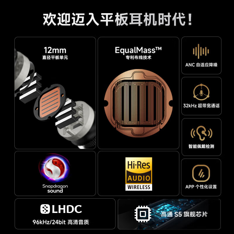 漫步者(EDIFIER)STAX SPIRIT S10漫步者磁电式平板真无线有源降噪蓝牙耳机 骁龙畅听 适用苹果小米高清大图