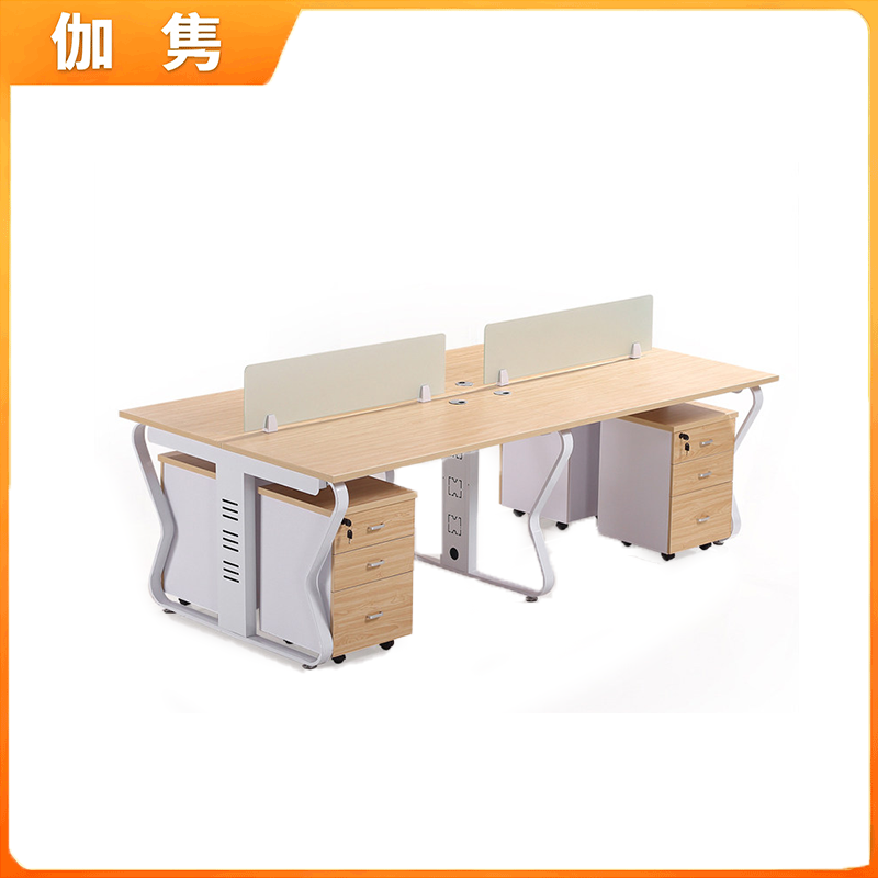伽隽 办公桌 四人位+柜子 套高清大图