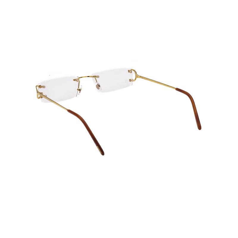 Cartier中性太阳镜金属框透明金矩形眼镜框高清大图