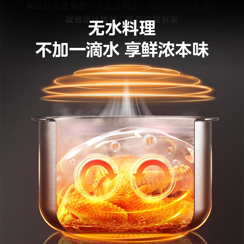 美的(Midea)6L电压力锅1300W大功率8分钟快手菜无水料理一锅双胆高压锅MY-C6147[ZMD安心系列]高清大图