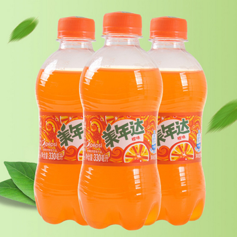 美年达橙味汽水瓶装300ml