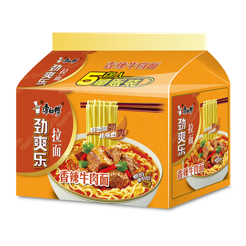 康师傅方便面劲爽乐袋装香辣牛肉面5袋速食泡面高清大图