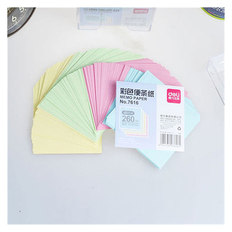得力 7616 便条纸 91ｘ87mm/260张 (单位:盒) 混色 deli7616