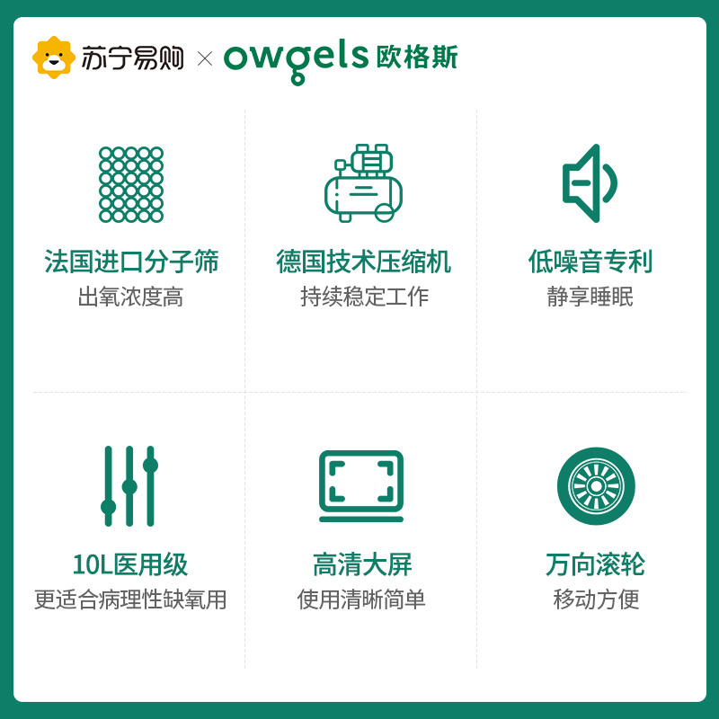 欧格斯制氧机10L浓度90%医用吸氧机氧气机分子筛带雾化医疗