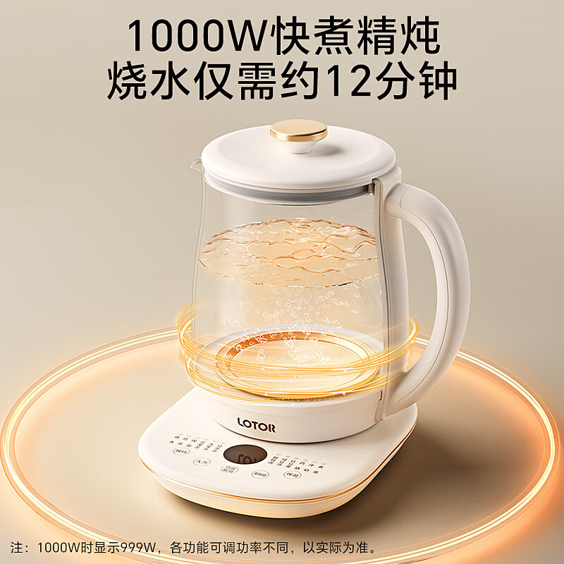 LOTOR浣熊养生壶家用煮茶壶迷你煮茶器多功能花茶壶加厚恒温烧水壶大容量 白色标准款H20