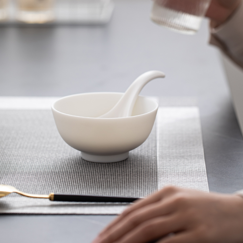 苏氏陶瓷(SUSHI CERAMICS)餐具套装中国白羊脂玉瓷高档餐碗16头餐具礼盒套装口径12.4cm高清大图