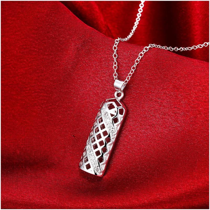 N871 Women Silver Necklace 镀纯银日韩时尚配饰女水晶项链坠送女朋友七夕情人节礼物