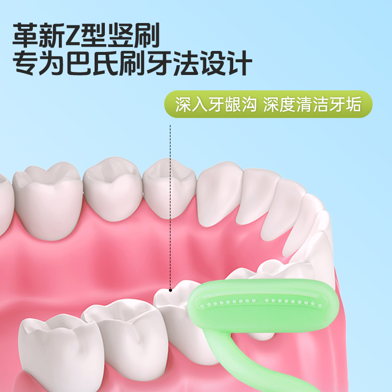 欧志姆 Z型竖刷净齿牙刷(吸盘款)(2支装)高清大图