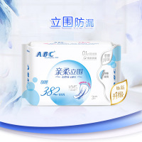 ABC亲柔立围棉柔表层轻透薄甜睡夜用卫生巾382mm 3片/包 10包