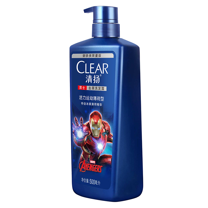 [吴亦凡同款]清扬(CLEAR)男士去屑洗发露 活力运动薄荷型500g钢铁侠限量版[联合利华]高清大图