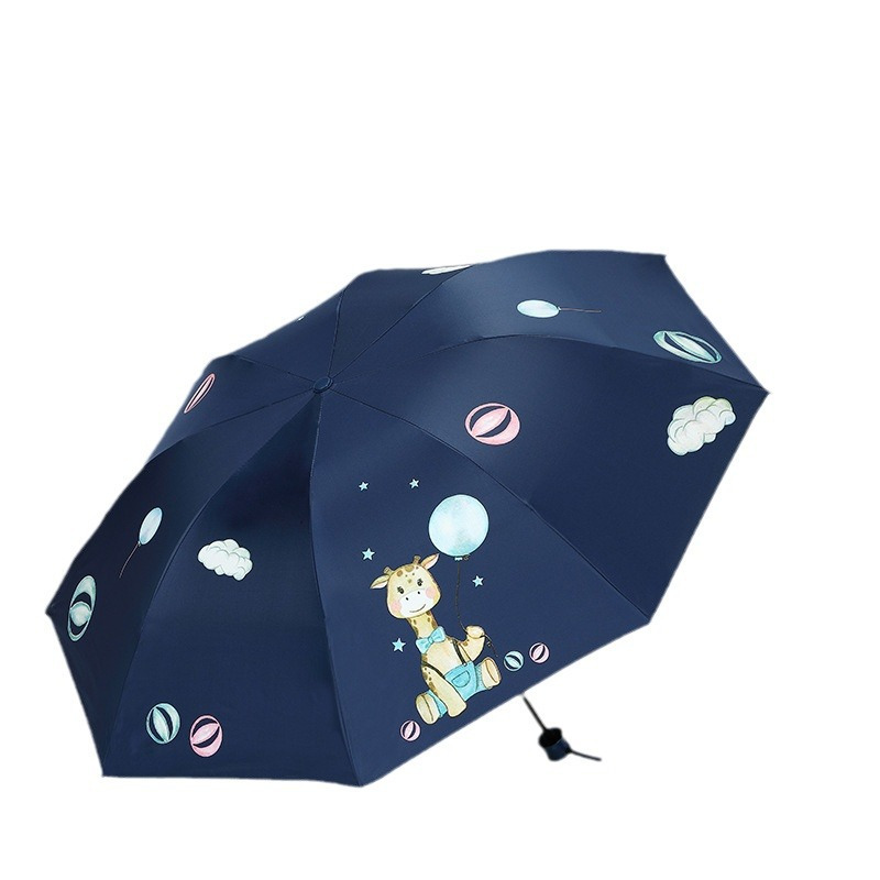 雨伞手开水果卡通伞折叠黑胶防晒遮阳晴雨两用太阳伞耐用-手动八骨黑胶-橘子T91038|55*8K