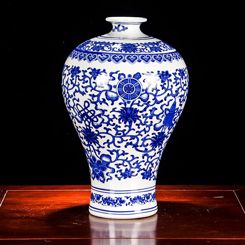 景德镇陶瓷器青花瓷小花瓶插花仿古新中式家居袋陶瓷器