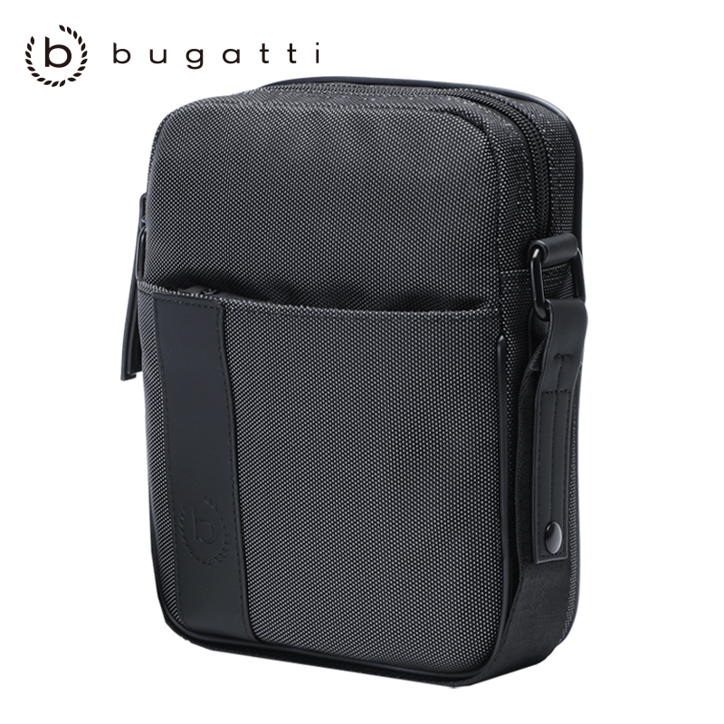 bugatti 德国轻奢品牌 男士新款商务休闲单肩包职场轻便经典尼龙防泼水日字包斜挎包竖款韩版男包