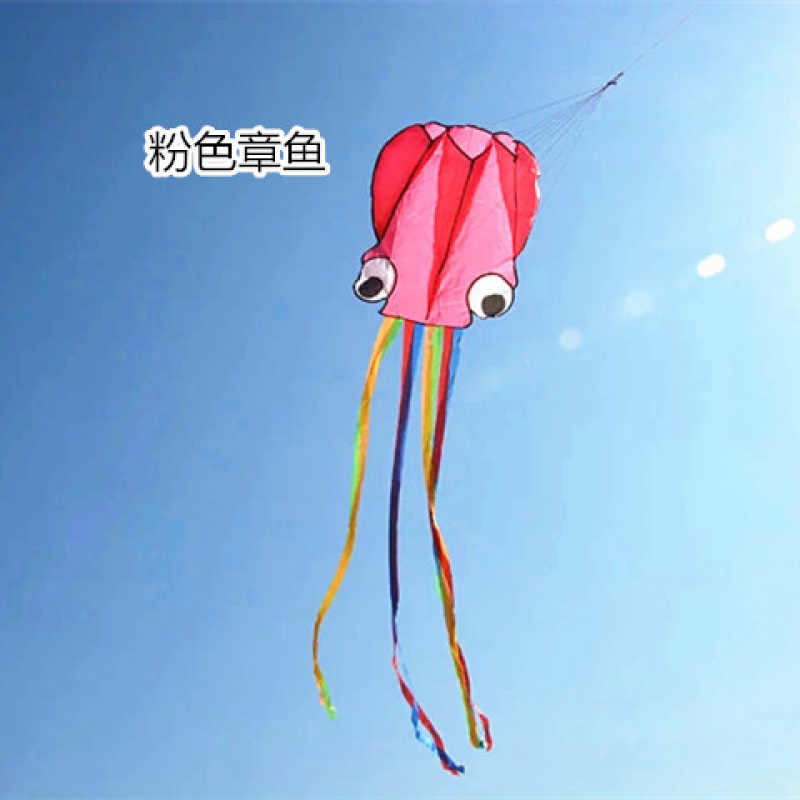 潍坊风筝新款儿童风筝软体章鱼风筝八爪鱼无骨架卡通风筝微风易飞创意 三维工匠 仅4米玫红色章鱼(款)高清大图