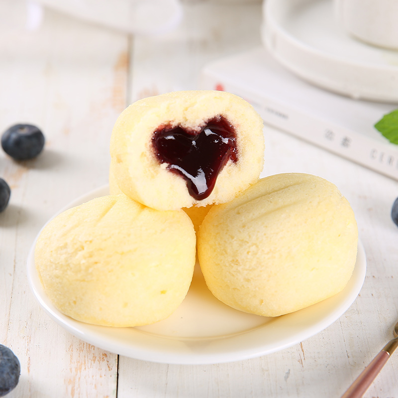 港荣蒸蛋糕蓝莓味325克网红零食小吃营养早餐食品小面包糕点心