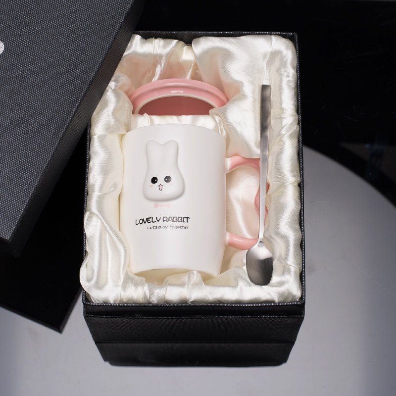 创意简约马克杯带盖勺可爱杯子陶瓷牛奶咖啡杯韩版女学生潮流水杯
