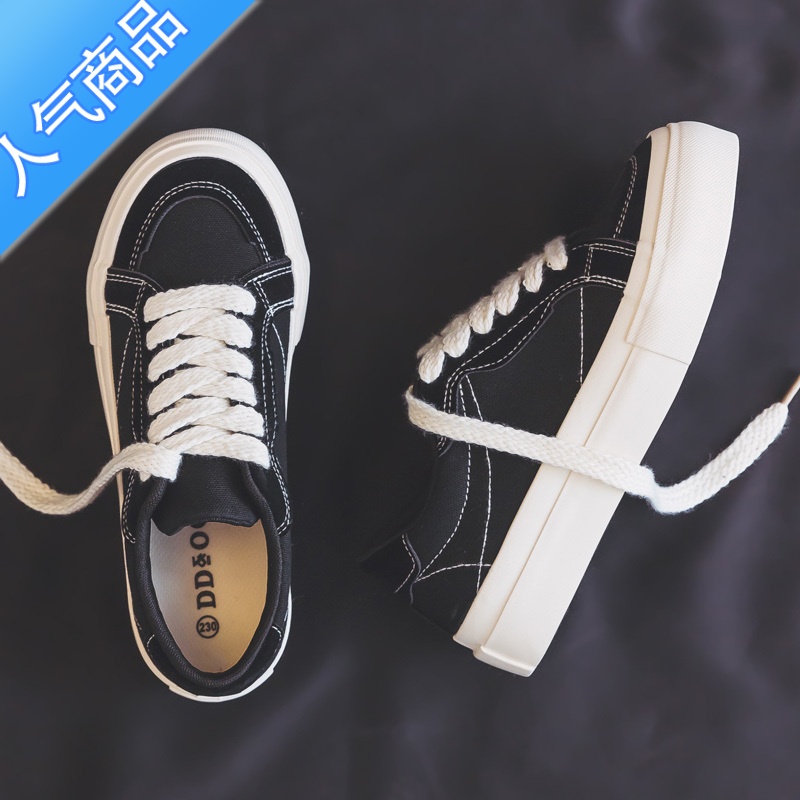 SUNTEK夏季绿色红色帆布鞋女款2023新款夏款百搭板鞋布鞋球鞋单鞋配裙子高清大图