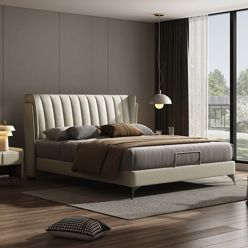 喜临门皮床 头层牛皮现代简约卧室家具可储物双人床 维森