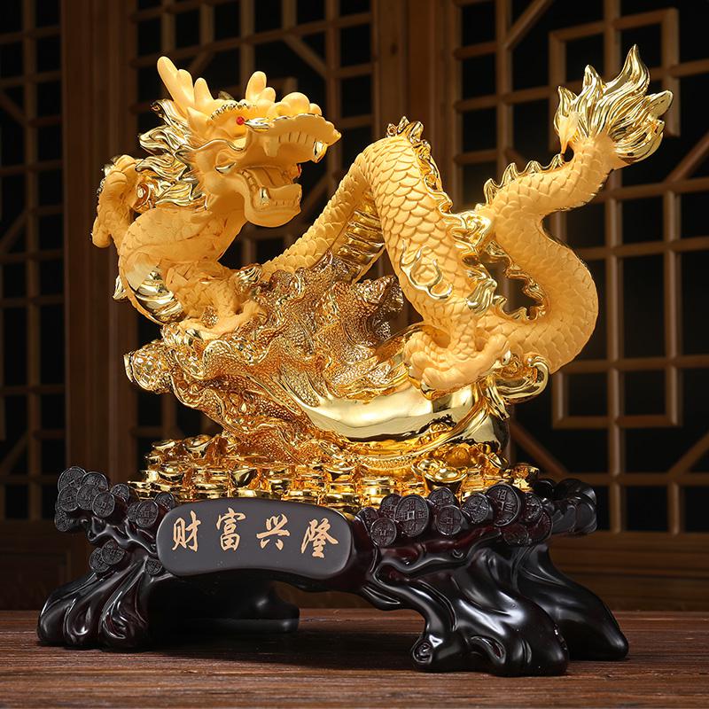 美帮汇财富兴隆龙摆件金龙白菜电视柜室内装饰品客厅隔断创意现代高清大图