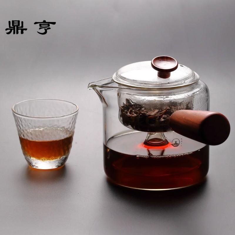 鼎亨 侧把煮茶壶耐高温玻璃蒸茶器家用蒸汽壶花茶黑茶普洱泡茶壶