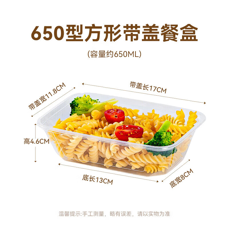 特美居 一次性长方650型光面高韧性带盖打包盒300套装透明TMJ-2026 BDZSSC