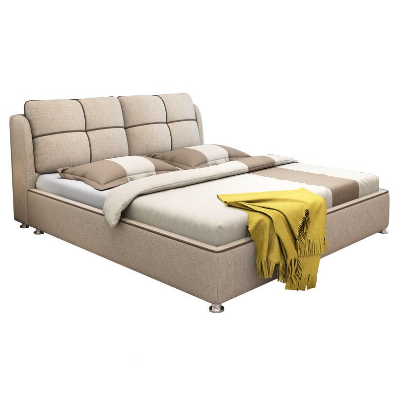 布艺床储物布床现代简约婚床1.5米1.8米双人床可拆洗榻榻米床 床+椰棕床垫+2个床头柜1800mm*2000mm组装式架子