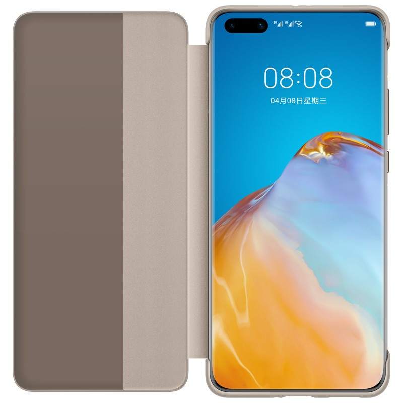 华为p40pro手机壳原装正品皮套p40智能视窗保护壳5G全包防摔翻盖式原厂高档商务限量版曲面屏