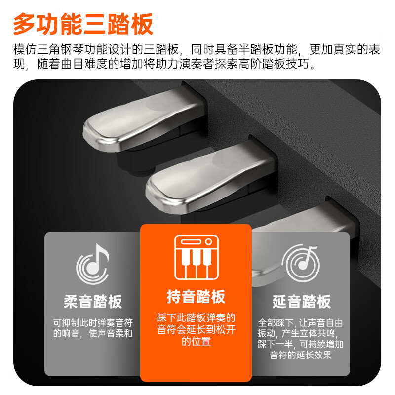 罗兰（Roland）电钢琴F107黑色原装进口智能88键重锤专业成人家用立式数码钢琴高清大图