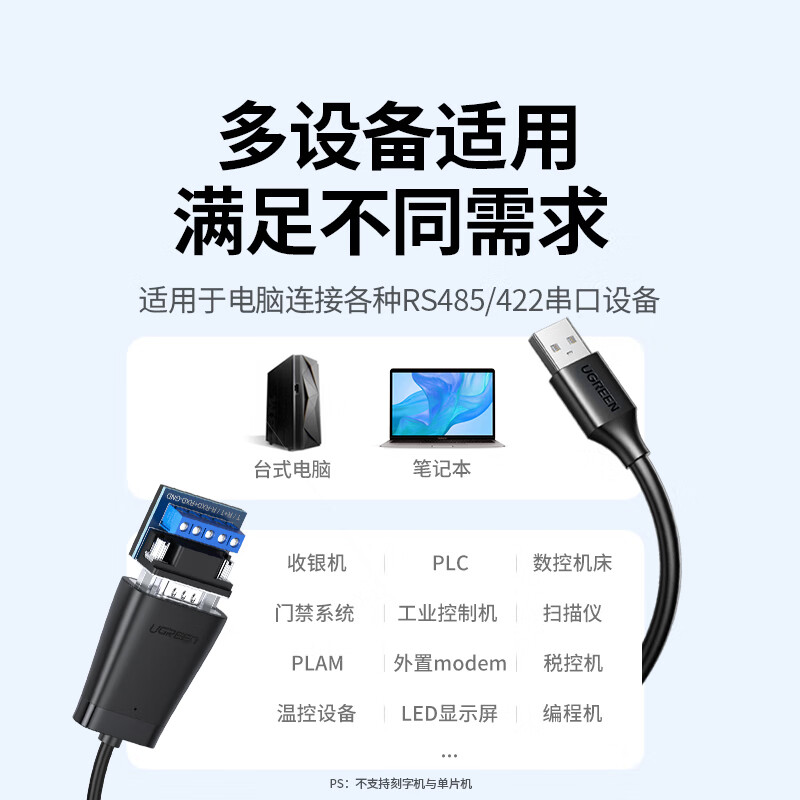 绿联USB转RS485/RS422转换器 工业级FT232芯片 1.5m高清大图