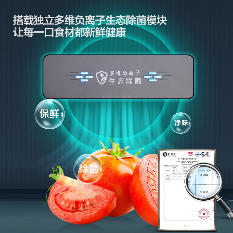 新飞(Frestec)507升十字大容量对开电脑控温一级能效低噪冰箱风冷无霜 净味除菌 BCD-507WK8AT魅影灰