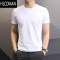 HLCOMAN纯白色短袖t恤男士半袖纯色打底衫冰丝健身修身体恤社会紧身衣服