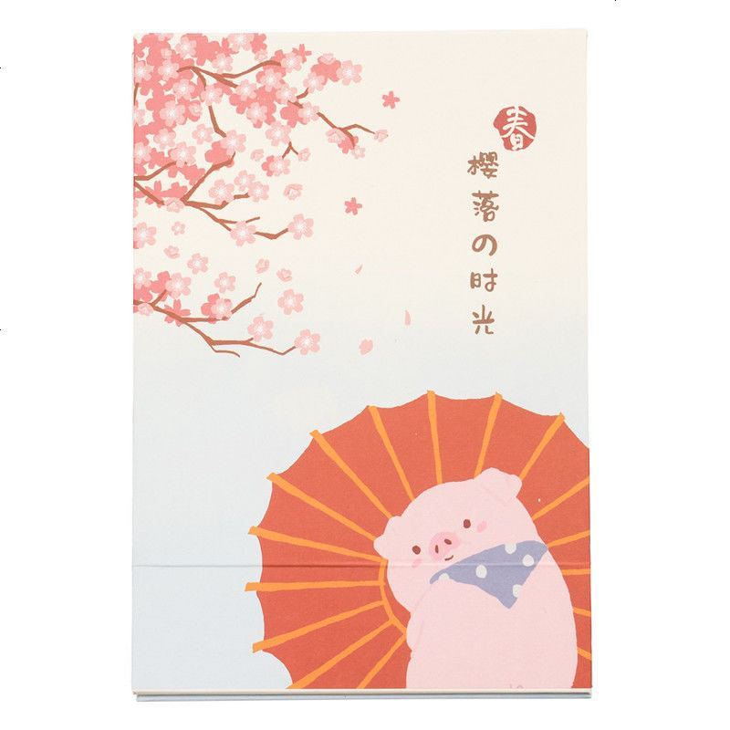 日系可爱少女收纳整理桌面化妆镜加厚化妆品收纳盒单面镜折叠镜子 樱树大粉猪