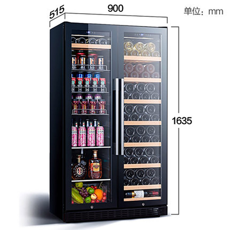 尊堡BJ-635 红酒柜恒温酒柜家用商用冷藏冰吧茶叶冰箱双门大容量 不锈钢酒柜挂杯款