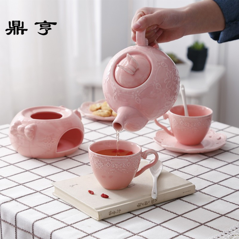 鼎亨日式陶瓷加热花茶茶具套装耐热玻璃花茶壶水果英式下午茶杯