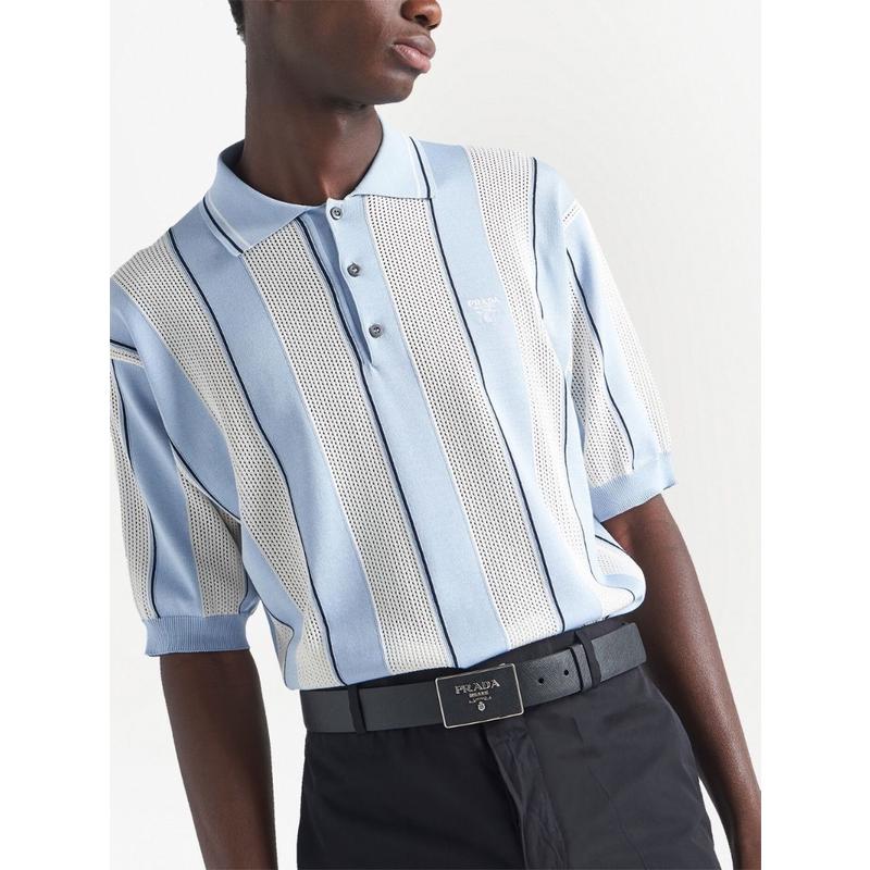 普拉达(PRADA)Saffiano皮革金属搭扣腰带35cm商务休闲男士皮带高清大图