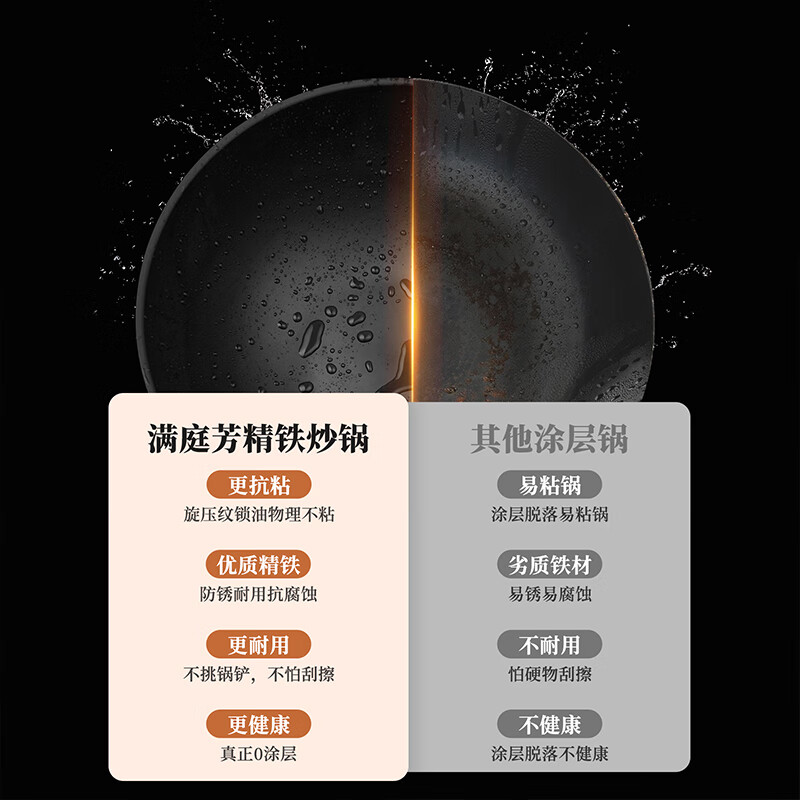 张小泉满庭芳精铁炒锅 C33470100不易粘锅 32cm高清大图