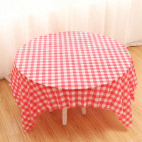 1.6X1.6米红格子1片装-27F 野餐布一次性黄色格子印花桌布塑料台布家用野餐婚庆生日派对圆桌