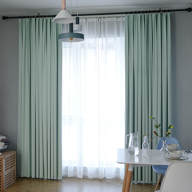 环保全遮光窗帘遮光布成品加厚卧室客厅阳台飘窗隔热现代简约