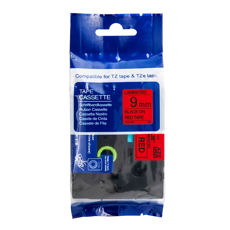 爱墨 AZE-421标签色带红底黑字9mm /个高清大图