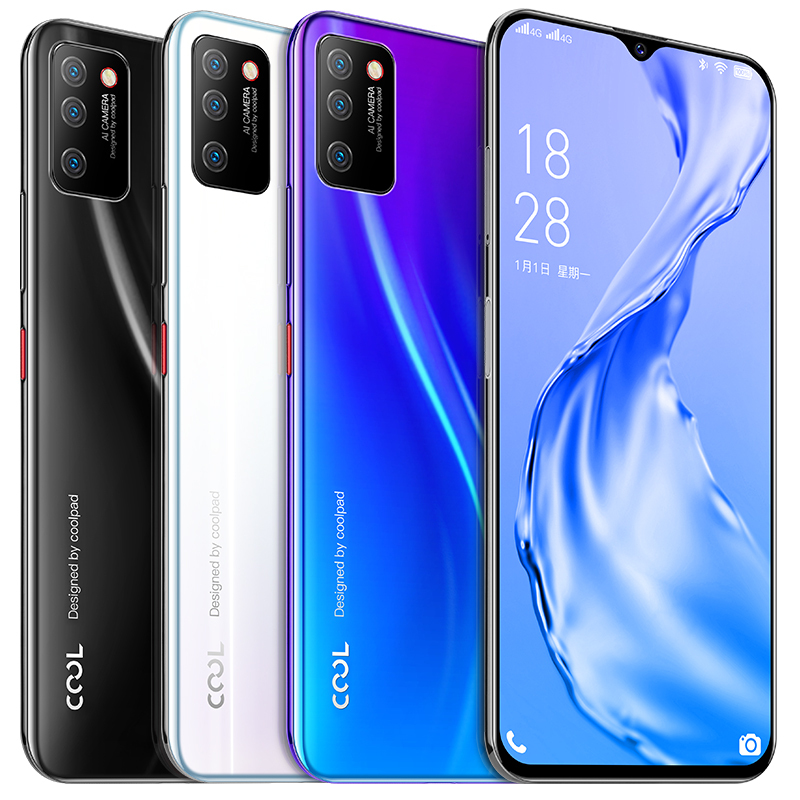 酷派cool10 6.5吋6+128水滴全面屏智能手机 玻璃后盖 侧面指纹解锁 4900毫安大电池 全网通4G 琉璃黑