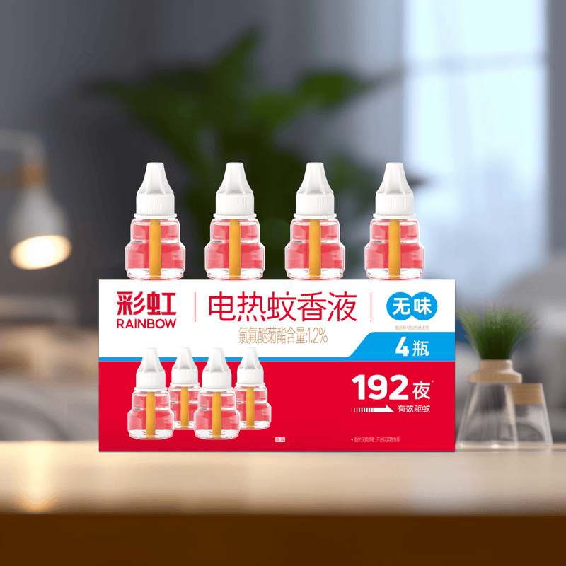 彩虹 电热蚊香液特惠四瓶装(无味)(5166)/盒