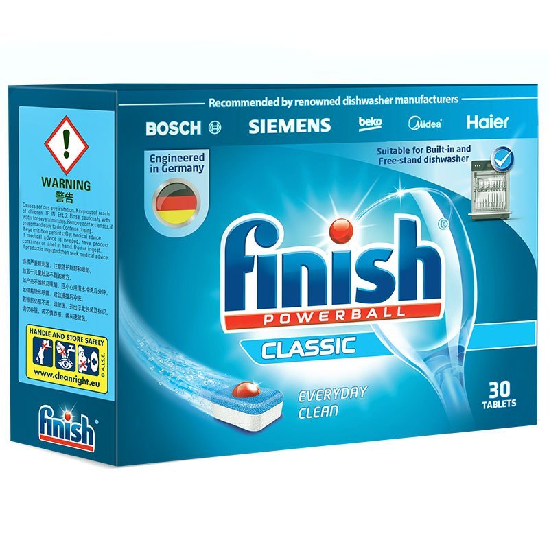finish亮碟洗碗机专用洗涤块30块经典块去污去渍除异味洗碗块洗碗粉光亮碗碟 西门子海尔方太美的通用适用大型洗碗机