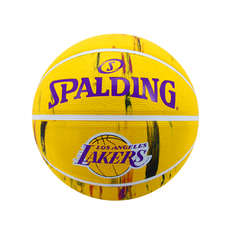 斯伯丁(SPALDING)篮球大理石印花系列NBA湖人队徽84-095Y橡胶材质室外通用篮球七号篮球