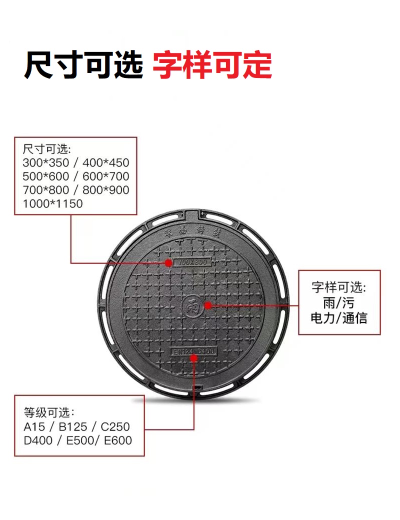 中锦科技 球墨铸铁井圈井盖 圆形1000mm×1150mm 过载45吨高清大图