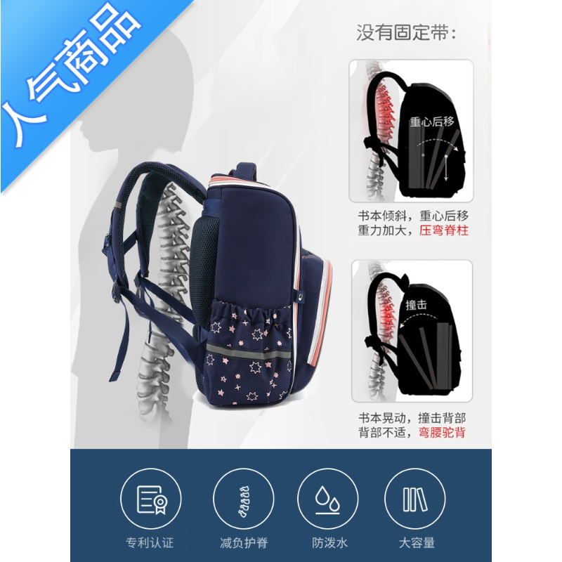 FENGHOU防水书包小学生女童一二三到六年级减负护脊双肩背男儿童超轻学生书包
